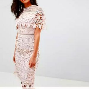 Chi Chi London Lace High Neck Pencil Midi Dress